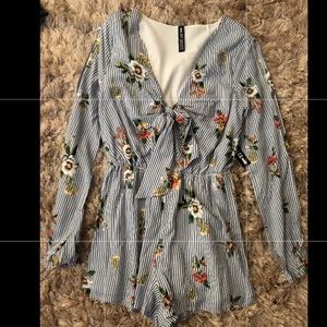 Floral and stripe romper